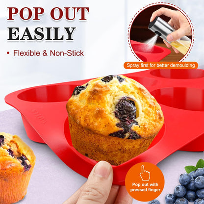 Walfos Silicone Muffin Pan - 12 Cups Regular Silicone Cupcake Pan, Non-stick Great for Making Muffin Cakes, Tart, Bread - BPA Free and Dishwasher Safe