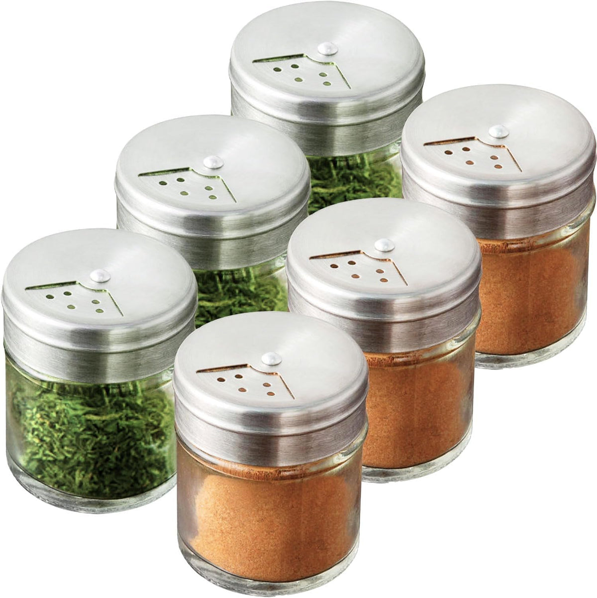CUSINIUM 2-Pack 1.5oz Glass Spice Seasonings Shaker With Adjustable Lid