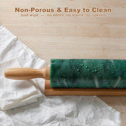 White Heavy Marble Dough Rolling Pin for Baking, 10 inch Barrel