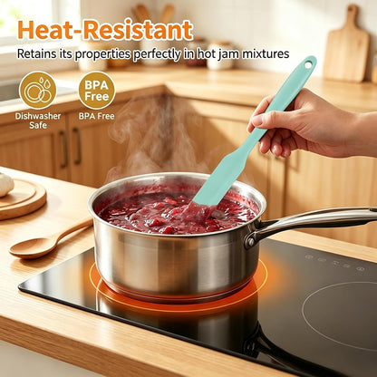 Silicone Jar Spatula Set, 4 Pcs Long Handle Sourdough Scraper Tools