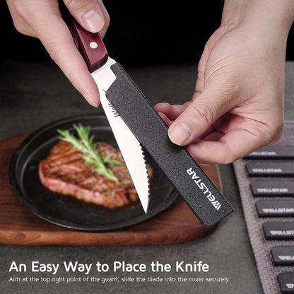WELLSTAR Knife Edge Guards 8 Inch, Universal Blade Covers, BPA Free ABS Protective Blade Sheaths, Non-Scratch Felt Lining Kitchen Knives Covers (Knives not included)
