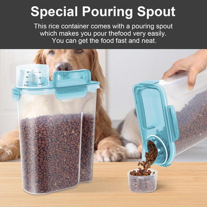 LEAWALK 5-7Lbs Dog Cat Food Storage Container with Upgraded Large Nozzle BPA-free, 4 Snap Seals Plastic Pet Food Storage Containers with Handles are Easy to Clean and Carry
