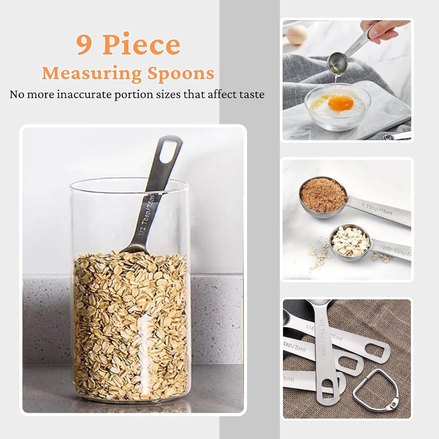 30PCS Measuring Cups and Spoons Set, 7 Nesting Measuring Cups, 18 Measuring Spoons and 5 Mini Spoons, Stainless Steel Kitchen Measuring Set for Dry and Liquid Ingredients, Perfect for Cooking & Baking