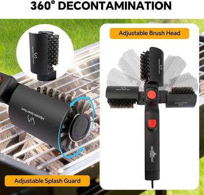 XUDAKAIXIN Electric Grill Brush – No Bristle Shedding, High Torque with 3-Speed Modes, 2026 Upgraded Rechargeable & Adjustable-Angle Grill Cleaner, Gifts for Men/Dad