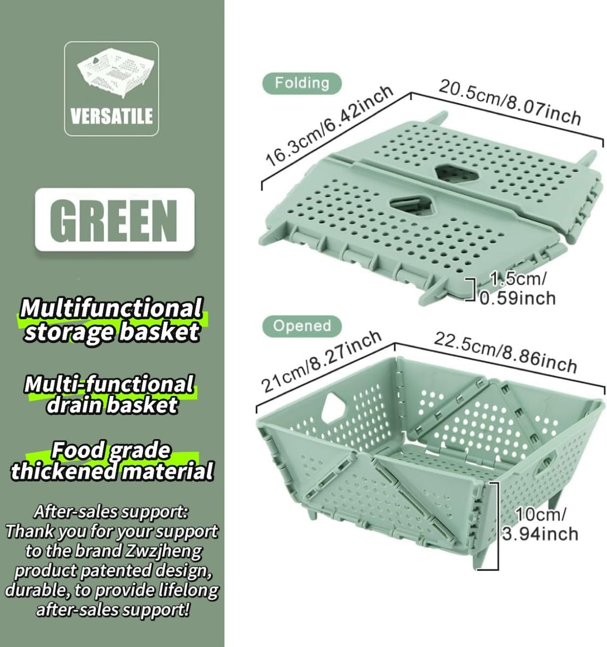 Thickened Collapsible multifunctional Colander for Kitchen, Wash Foldable Storage Drain basket for Pasta, Fruit, Vegetables, snack，Berry Space-Saving ，RV camper, Tabletop storage organization basket