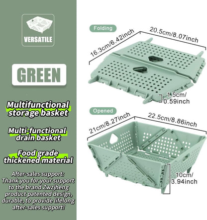 Thickened Collapsible multifunctional Colander for Kitchen, Wash Foldable Storage Drain basket for Pasta, Fruit, Vegetables, snack，Berry Space-Saving ，RV camper, Tabletop storage organization basket