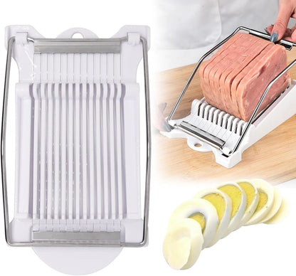 Egg Slicer for Hard Boiled Eggs, Food Slicer with 14 Stainless Steel Wires, Heavy Duty Hard Boiled Egg Cutter, Spam Slicer for Soft Fruit Strawberry Luncheon Meat Home Use (1Pcs, Yellow)