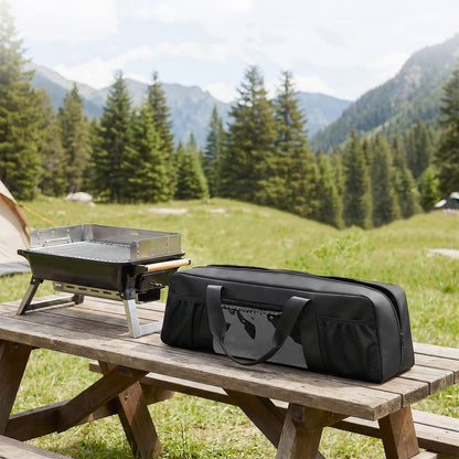 Grill Tool Storage Bag for BBQ Utensils up to 22" – Large BBQ Utensil Organizer with Pockets, Portable Barbecue Accessories Carrying Case for Camping, Outdoor Cooking (Bag Only, Black)