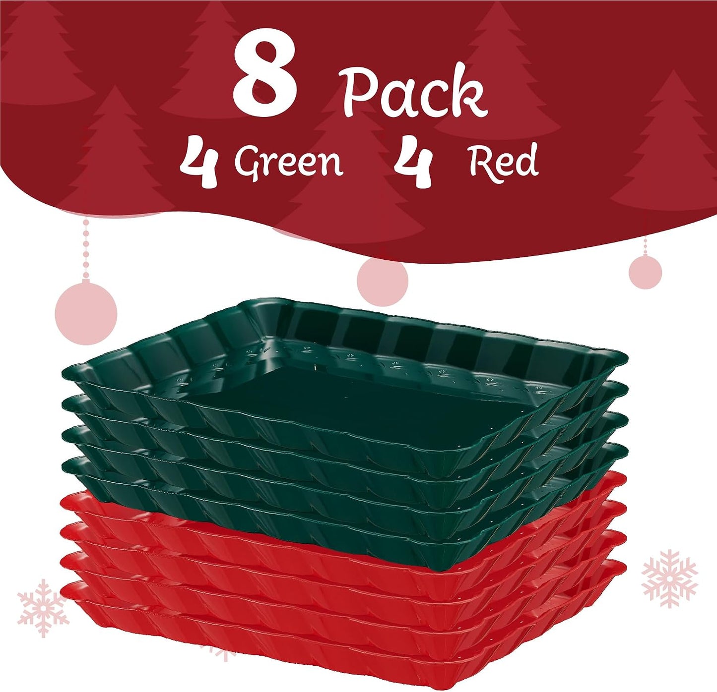 Plasticpro Plastic Serving Trays - Serving Platters Rectangle 9X13 Disposable Party Dish 4 Black Trays