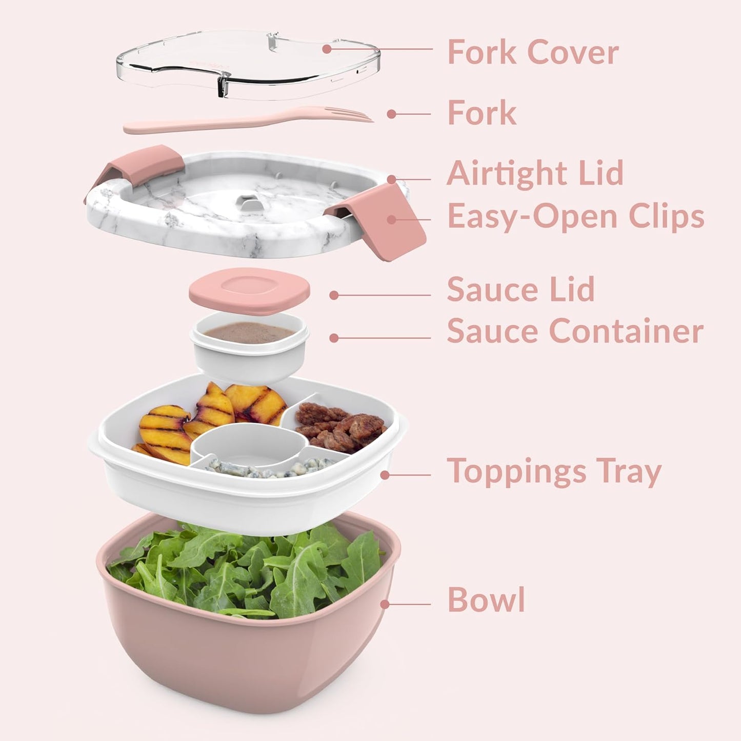 Bentgo Salad Container - 54 oz Bowl with 4-Compartment Toppings Tray, Leak-Proof Dressing Container, Reusable Fork, BPA-Free Lunch Box for Meal Prep & Food Storage; Removable Bento Tray (Khaki Green)