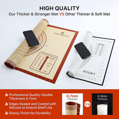 Silicone Baking Mat,28" x 20" Extra Thick Large Non Stick Sheet Mat with Measurement Non-slip Dough Rolling Mat,Reusable Food Grade Silicone Counter Mat for Making Cookies,Macarons,Bread and Pastry