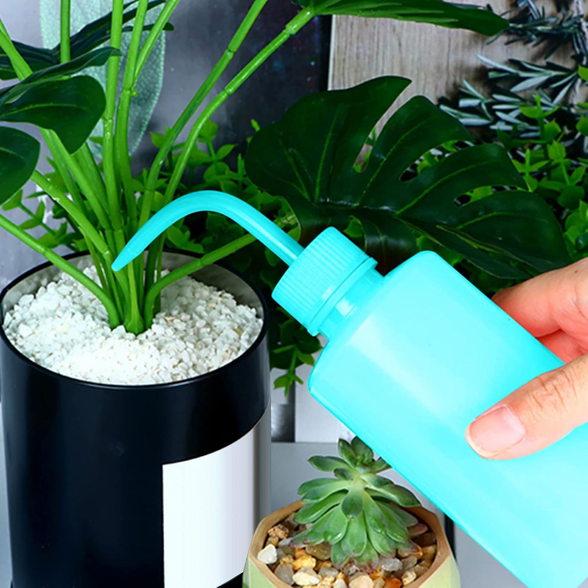 Wash Bottle 2pcs 250ml/8oz Safety Watering Tools, Economy Plastic Squeeze Washing Cleaning With Narrow Mouth Scale Labels for Medical Succulent Irrigation Plant (Black)
