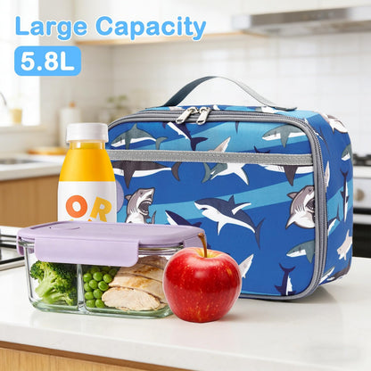 FlowFly Kids Lunch box Insulated Soft Bag Mini Cooler Back to School Thermal Meal Tote Kit for Girls, Boys, Black