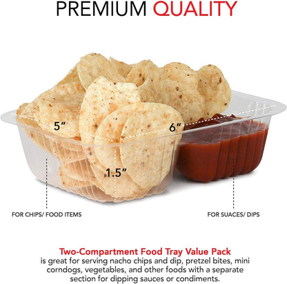 12oz Plastic Nacho Trays (100 Pack) Small Disposable Tray for Nachos & Cheese Dip, Concession Stand Supplies, Movie Night Snacks for Kids, Carnival Party Decorations, Food Boats, Snack Containers…