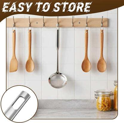 Qianyu Hot Pot Fat Skimmer Spoon Extra Fine Strainer With Handle Fine Mesh Stainless Steel Colander Broth Foam Filter Ladle Food Strainer Kitchen Gadget for Skimming Grease Baking Oil Flour Sifter