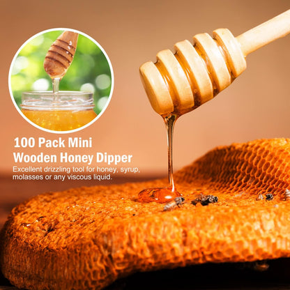 Wooden Honey Dipper Sticks, 3 Inch Honey Sticks Mini Honeycomb Sticks, Mini Honey Dipper Honey Stirrers for Honey Jar Dispense Drizzle Honey and Wedding Party Favors Gift