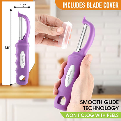 Spring Chef Premium Swivel Vegetable Peeler, Soft Grip Handle and Ultra Sharp Stainless Steel Blades - Perfect Kitchen Peeler For Veggie, Fruit, Potato, Carrot, Apple - Mango