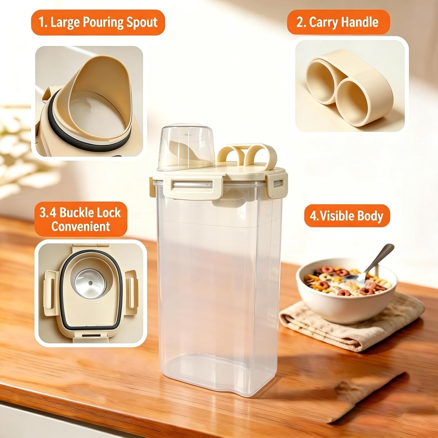 2 Pack Small Cat Food Storage Container with Wide-Mouth Pour Spout - 2Lbs/2.1QT Dog Pet Food Container for Cat Dog Food, Bird Seed, Chicken - Versatile Dry Food Bin Dispenser for Rice, Flour, Cereal