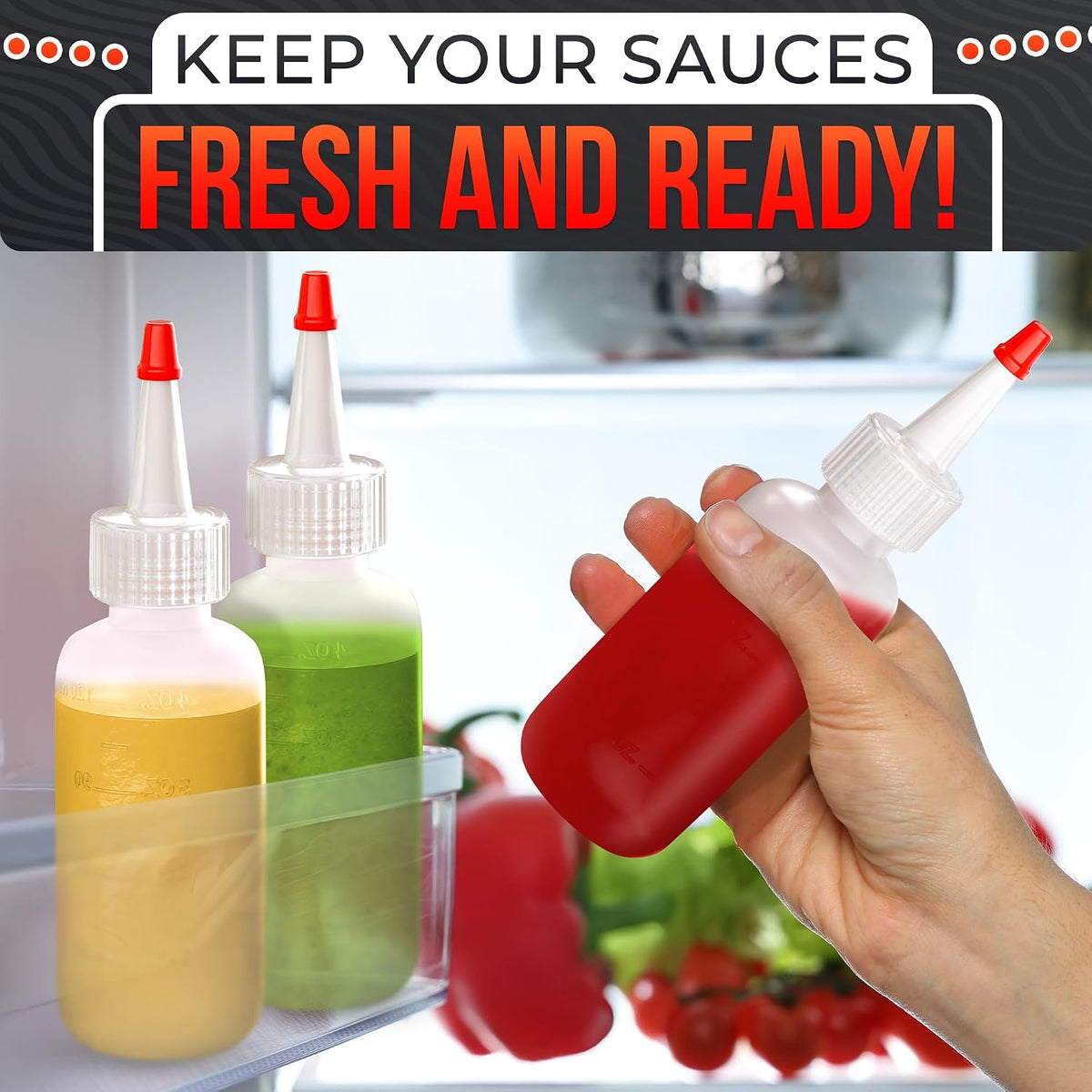 BURIUS Inverted Condiment Squeeze Bottles 16 oz for Sauces, Honey