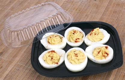 MT Products Clear Deviled Egg Containers Holds 12 Eggs 10.2" x 7.4" x 1" - Durable Egg Platter Tray (Pack of 12) - Made in the USA