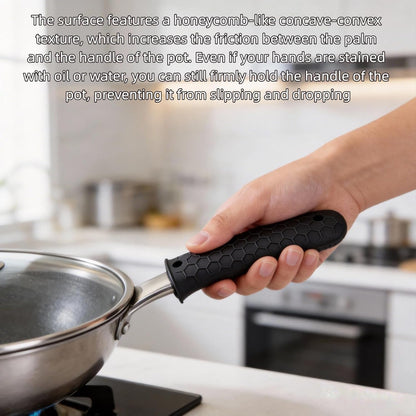 8 Pcs Silicone Pot Handle Covers Set, Heat Resistant Cast Iron Handle Sleeves - Non Slip Pan Handle Holder for Frying Pan, Pots, Kitchen Cookware (Black)