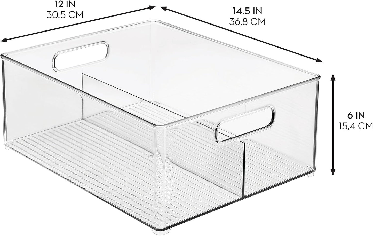 iDesign Divided Pantry Bin for Kitchen Storage - Organize Snacks and Produce - Clear