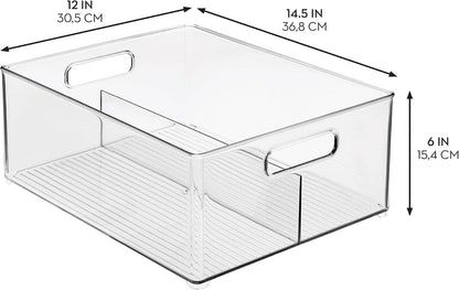 iDesign Divided Pantry Bin for Kitchen Storage - Organize Snacks and Produce - Clear