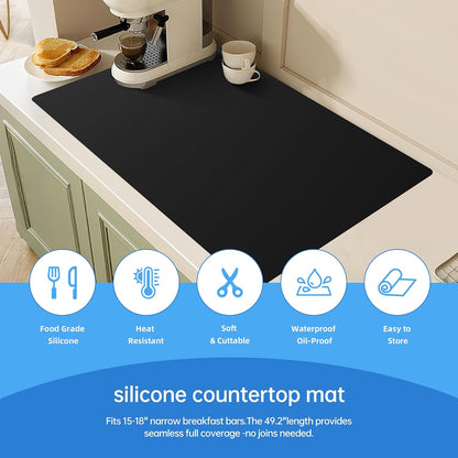 Extra Large Non-Slip Silicone Mat, 32.3x24 Inch Cut-to-Fit Counter Protector,Heat & Waterproof Drawer Liner, Food Grade Durable Desk Mat, 1.2mm Thick Gray