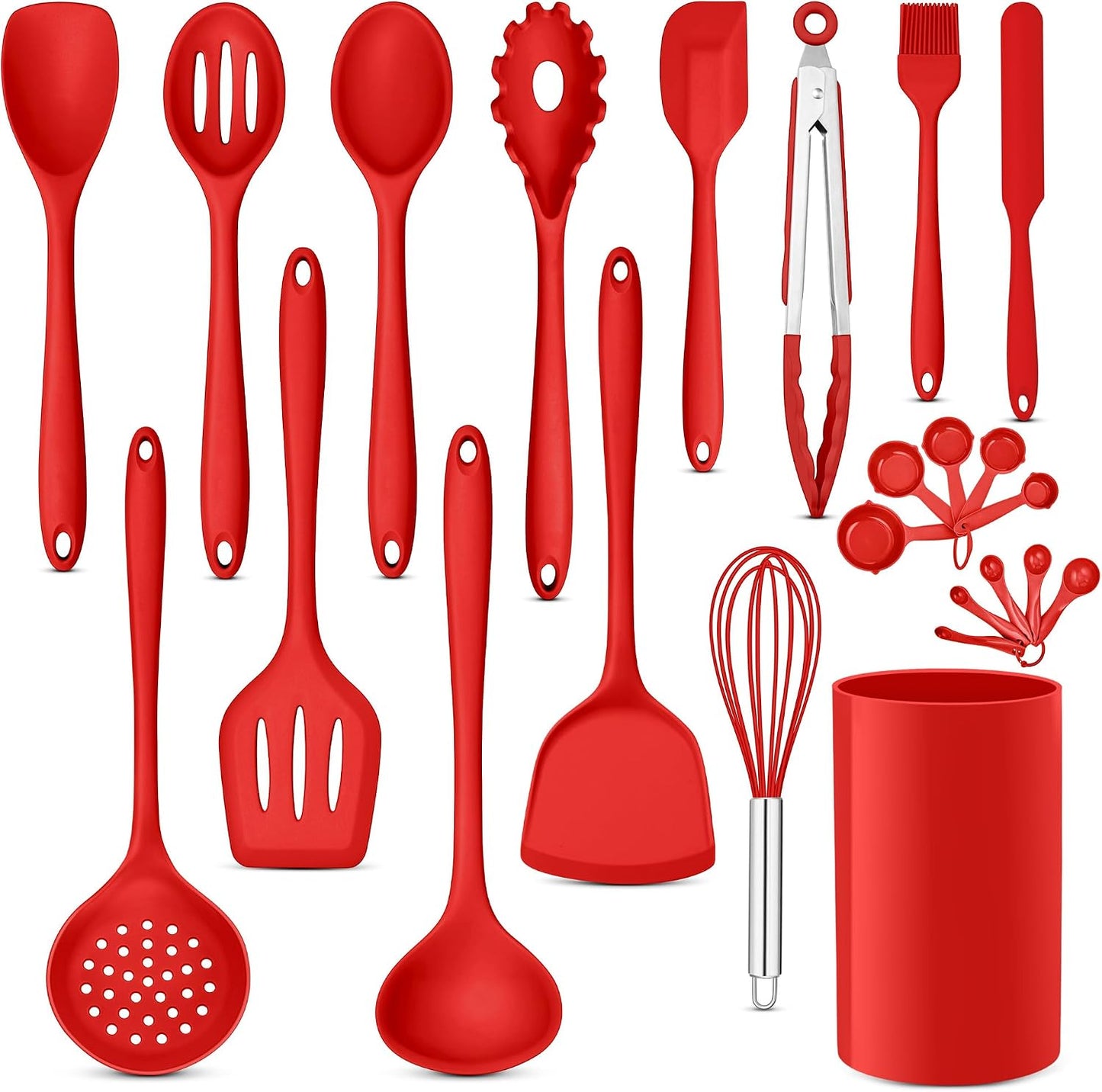 E-far 10 Pieces Silicone Cooking Utensils Set, Heat Resistant Kitchen Utensil Set for Nonstick Cookware, Kitchen Cooking Tools with Spatula, Spoon, Slotted Turner, Non-Toxic & Dishwasher Safe (Khaki)