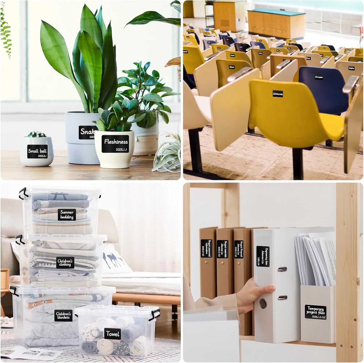 Segarty Food Label Stickers, 300 Pcs Blank Expiration Date Stickers to Write On, with 1 Black Pen, Waterproof Removable Freezer Labels for Glass Spice Jars, Canister, Food Container