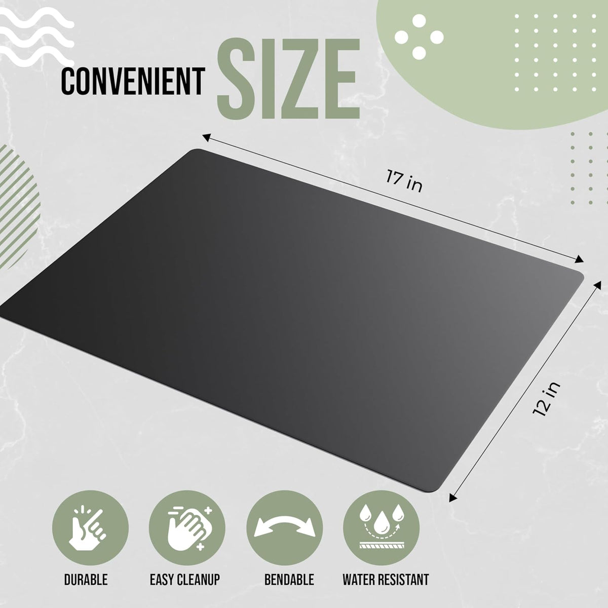 Crown Display Disposable Cutting Boards for Kitchen Black Cutting Board 10 Inch X 13.5 Inch Flexible Cutting Boards For Kitchen ~ Patent Pending ~ Recyclable Disposable Cutting Board Sheets