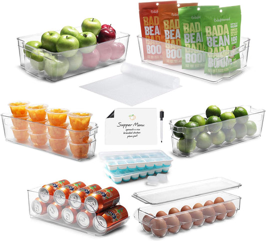 Etienne Alair Fridge Organizer-14 Refrigerator Bins Freezer Organizer Durable, Stackable Containers with Handles, 14 Piece Set