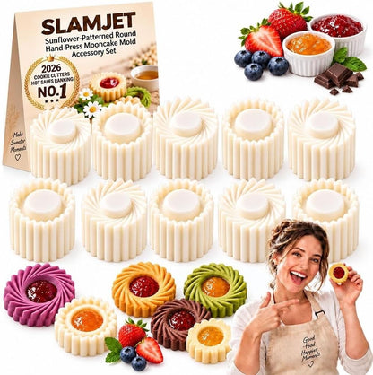 Sunflower Patterned Round Hand-Press Mooncake Double-Ended Pastry Mold