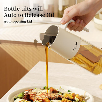 2 Set 550ml Glass Olive Oil Dispenser Bottle(White)