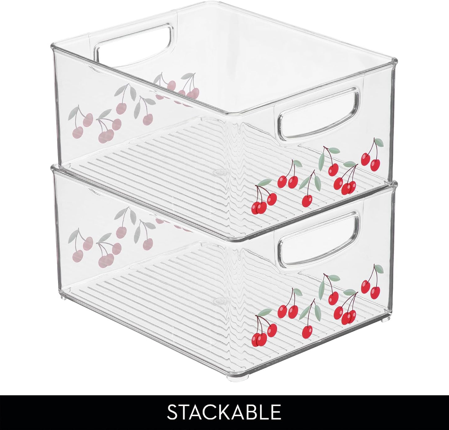 iDesign Stackable Clear Plastic Bin - Kitchen Organizers and Storage for Fridge and Pantry, 2-Pack