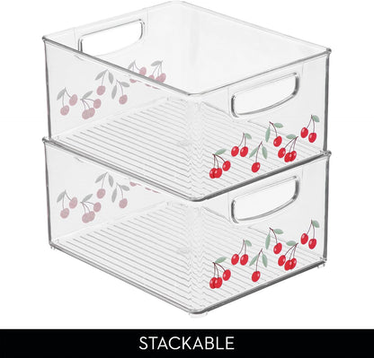 iDesign Stackable Clear Plastic Bin - Kitchen Organizers and Storage for Fridge and Pantry, 2-Pack