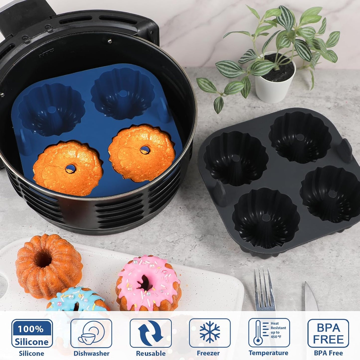 Webake Silicone Air Fryer Muffin Pan for Baking Egg Bites Silicone Mold, Nonstick 1.8 Inch Mini Muffin Tin BPA Free Set of 2