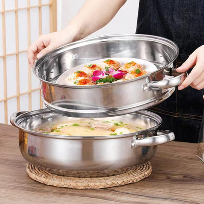 Steamer for Cooking, 5.0 Quarts Stainless Steel Steamer Pot, 2-Tier Food Steam Pots with Lid for Cooking Vegetables, Seafood, Soups, Stews and Pasta, 11 x 6.1 inch