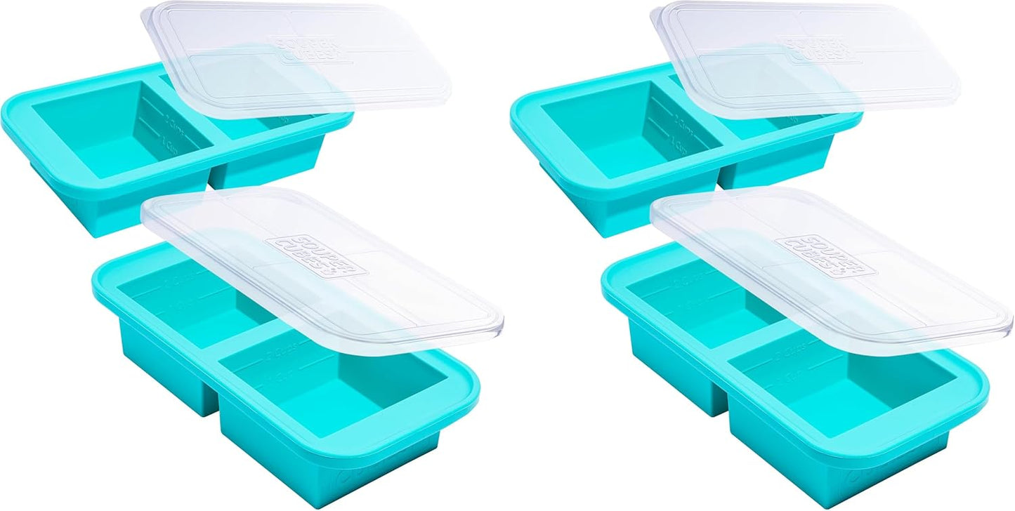 Souper Cubes 2 Cup Silicone Freezer Tray with Lid, Perfect for Storing Lasagna, Leftovers, Sauces, Portioned Meals and More, Silicone Freezer Mold for Meal Prepping - Blueberry - 1-Pack
