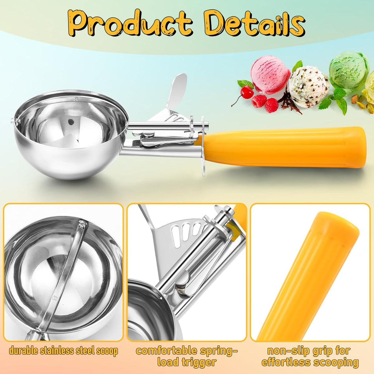 Reallnaive Ice Cream Scooper with Trigger, 4 oz, Gray