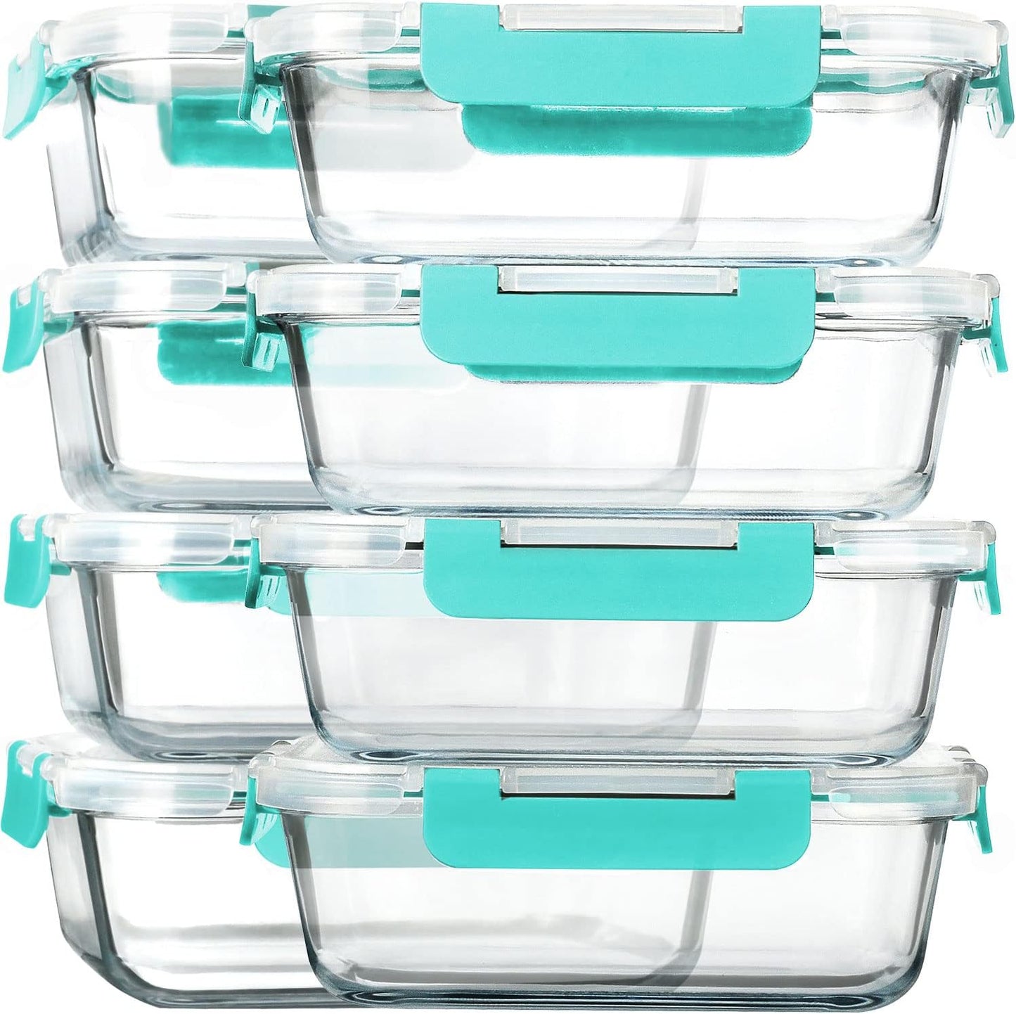 [8-Pack,30 oz]Glass Meal Prep Containers,Glass Food Storage Containers,Airtight lunch Containers with Lids, Microwave, Oven, Freezer and Dishwasher