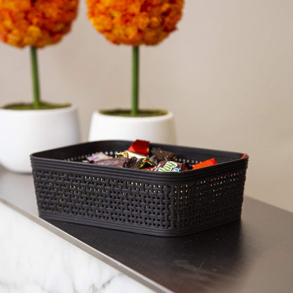 BINO Woven Plastic Basket | Large (Natural), 3-Pack | THE JUTE COLLECTION | Home Organization, Space-Saving Storage, Stylish Design | Plastic Storage Basket