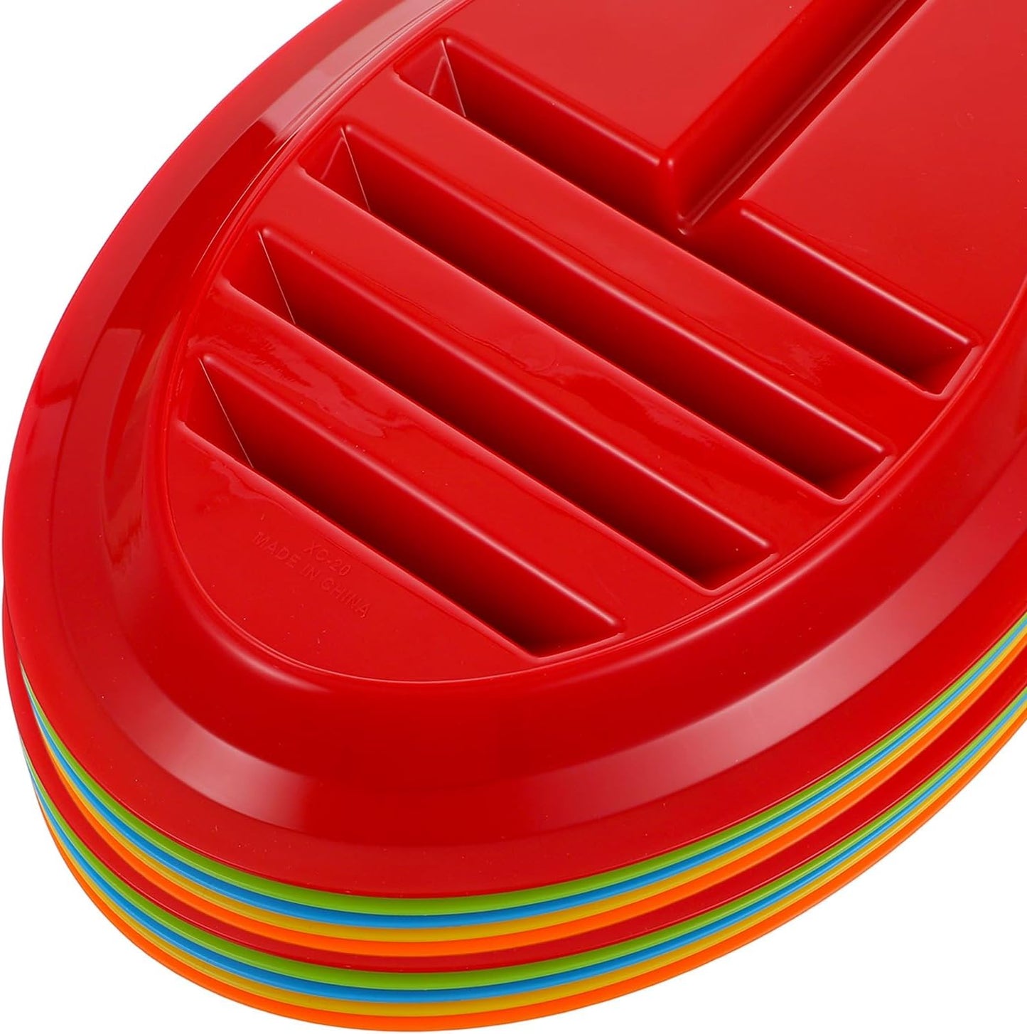 10 Pcs Plastic Taco Plates for Party, Plastic Taco Plates with Dividers Large Taco Holder with 2 Dipping Areas, Stand Up Divider for 3 Tacos, BPA Free, Dishwasher Safe, Colorful