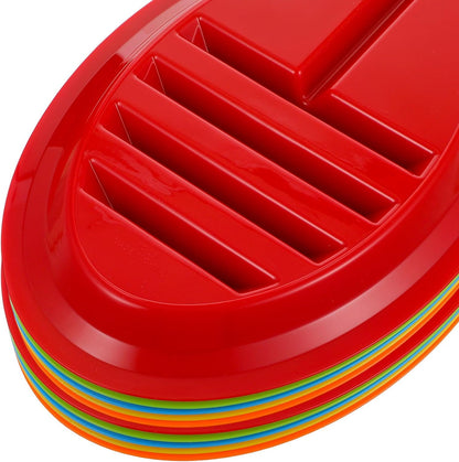 10 Pcs Plastic Taco Plates for Party, Plastic Taco Plates with Dividers Large Taco Holder with 2 Dipping Areas, Stand Up Divider for 3 Tacos, BPA Free, Dishwasher Safe, Colorful