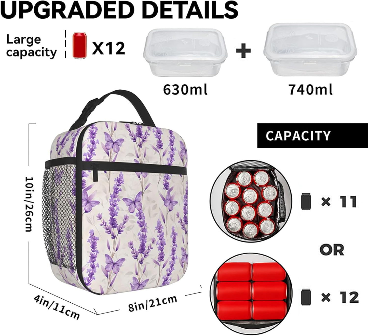 Reusable Sea Otter and Water Lily Lunch Box for Kids Girls Boys Women Adult, Insulated Cute Lunch Bag,Polyester Cooler Handbags Case for School Picnic Work Travel Outdoor Beach or Hiking