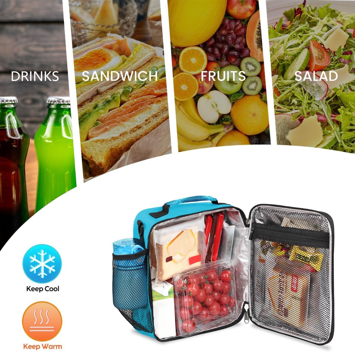 cfpolar Skull Skateboard Lunch Box for Boys Girls, Insulated Lunch Bags for Kids Reusable Mini Cooler Lunch Tote Lunchbox Thermal Meal Tote Kit with Shoulder Strap for Work School Picnic