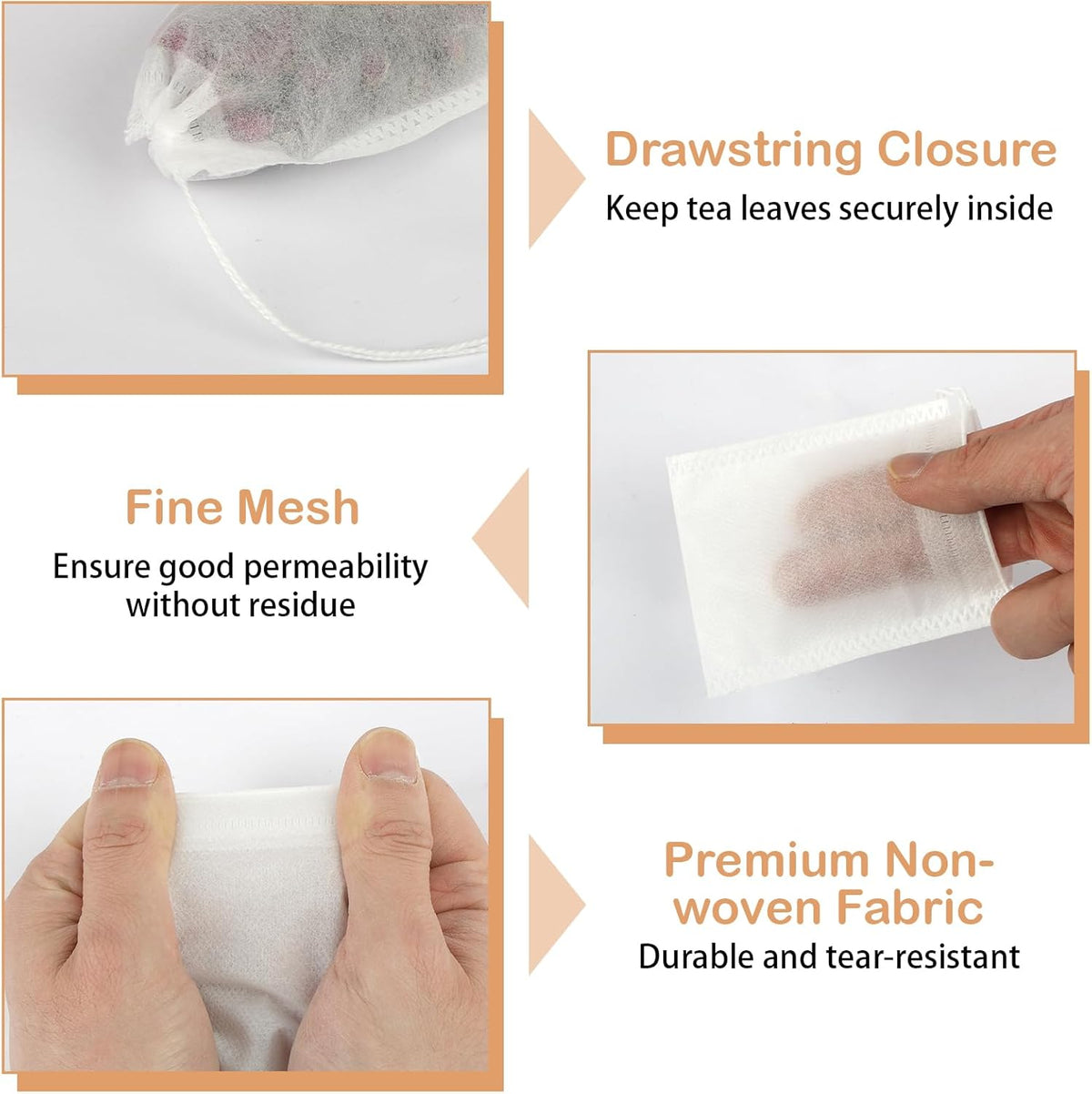 300 Pcs Disposable Empty Tea Bags for Loose Leaf Tea