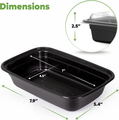 GUSTO [24 oz - 50 Count 3-Compartment Meal Prep Containers with Lids – Reusable, Microwaveable, Dishwasher & Freezer Safe, BPA-Free Food Storage Boxes for Portion Control (Formerly Comfy Package)