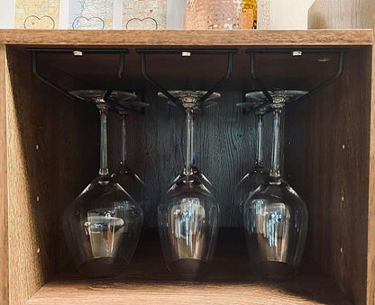 14-Inch Gold Wine Glass Rack, Under Cabinet Wine Glass Holder Stainless Steel Stemware Rack - Hanging Stemware Holder for Cabinet Kitchen Bar, Set of 2