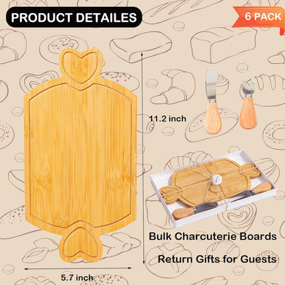 67Pcs Baby Shower Prizes Charcuterie Boards Bulk for Guests Bamboo Cheese Board Gift Set Mini Cutting Boards Wedding Bridal Party Favors for Valentine's Day Housewarming Christmas Birthday, 6 set